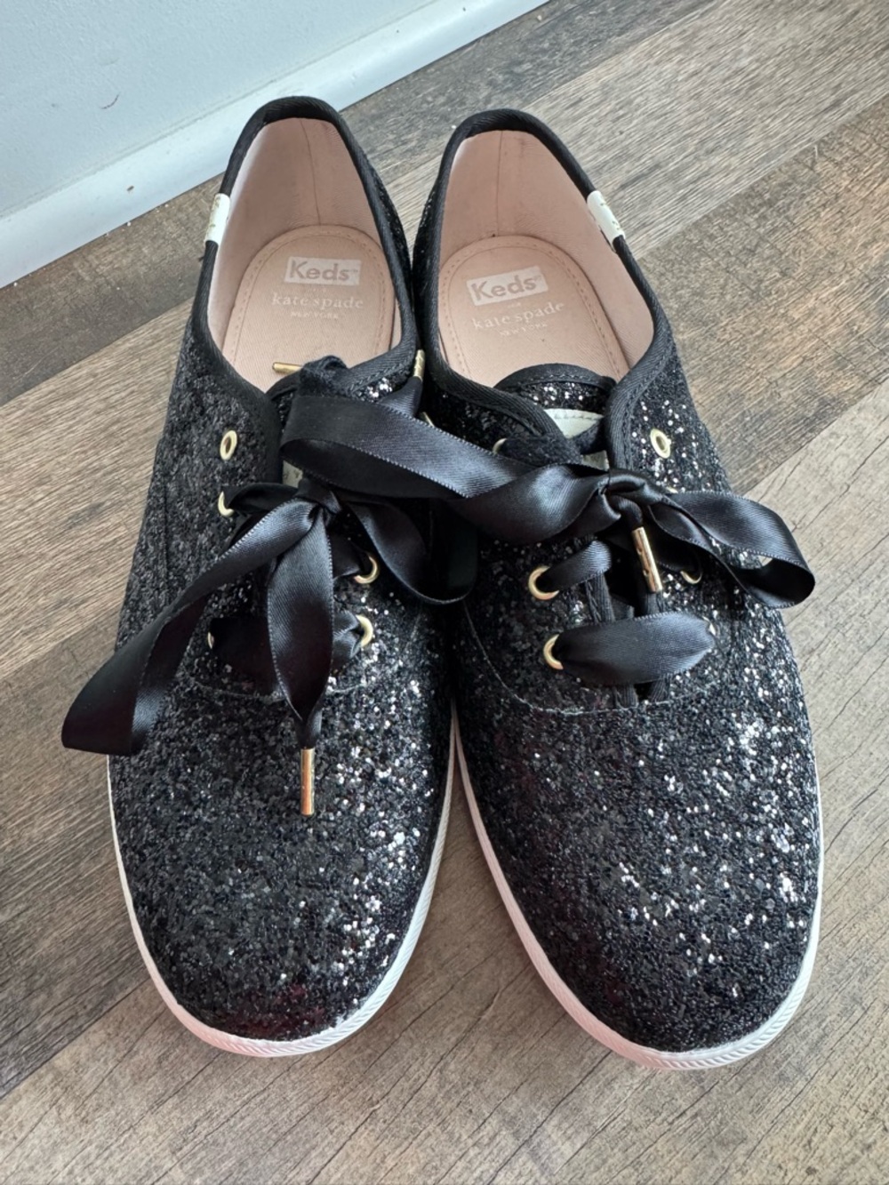 Kate Spade Keds Black Glitter Sneakers - Size 8